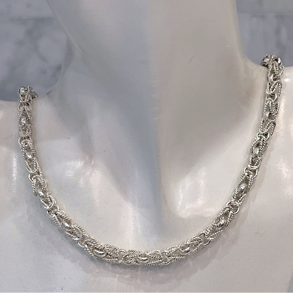 Sterling Silver Byzantine Rope Chain Necklace - Picture 2 of 10